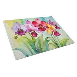 DAC1592LCB 15 x 12 in. Orchids in Watercolor Glass Cutting Board - Large