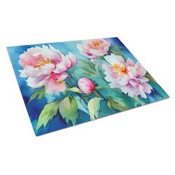 DAC1593LCB 15 x 12 in. Peonies in Watercolor Glass Cutting Board - Large