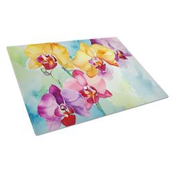 DAC1599LCB 15 x 12 in. Orchids in Watercolor Glass Cutting Board - Large