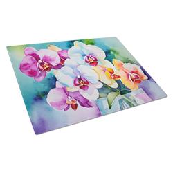 DAC1600LCB 15 x 12 in. Orchids in Watercolor Glass Cutting Board - Large