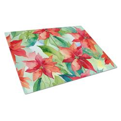 DAC1602LCB 15 x 12 in. Poinsettias in Watercolor Glass Cutting Board - Large