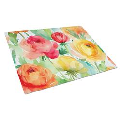 DAC1606LCB 15 x 12 in. Ranunculus in Watercolor Glass Cutting Board - Large