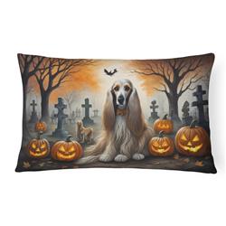 16 x 12 in. Unisex Afghan Hound Spooky Halloween Fabric Decorative Pillow