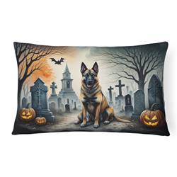16 x 12 in. Unisex Belgian Malinois Spooky Halloween Fabric Decorative Pillow
