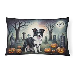 16 x 12 in. Unisex Border Collie Spooky Halloween Fabric Decorative Pillow