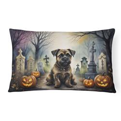 16 x 12 in. Unisex Border Terrier Spooky Halloween Fabric Decorative Pillow