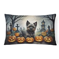16 x 12 in. Unisex Cairn Terrier Spooky Halloween Fabric Decorative Pillow