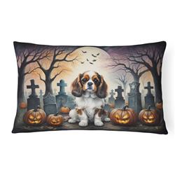 16 x 12 in. Unisex Cavalier Spaniel Spooky Halloween Fabric Decorative Pillow