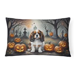 16 x 12 in. Unisex Cavalier Spaniel Spooky Halloween Fabric Decorative Pillow