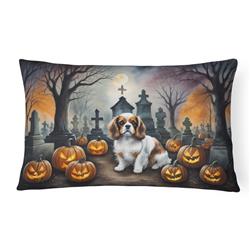 16 x 12 in. Unisex Cavalier Spaniel Spooky Halloween Fabric Decorative Pillow