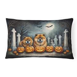 16 x 12 in. Unisex Chow Chow Spooky Halloween Fabric Decorative Pillow
