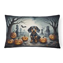 16 x 12 in. Unisex Dachshund Spooky Halloween Fabric Decorative Pillow