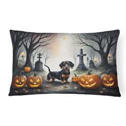 16 x 12 in. Unisex Dachshund Spooky Halloween Fabric Decorative Pillow