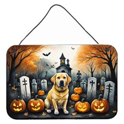 DAC2060DS812 12 x 8 in. Yellow Labrador Retriever Spooky Halloween Wall or Door Hanging Prints