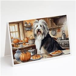 5 x 7 in. Unisex Bearded Collie Fall Kitchen Pumpkins Greeting Cards & Envelopes - Pack of 8