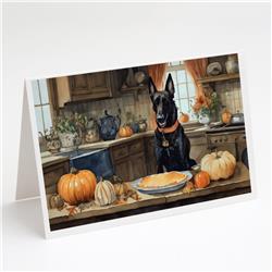 5 x 7 in. Unisex Belgian Malinois Fall Kitchen Pumpkins Greeting Cards & Envelopes - Pack of 8