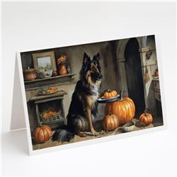 5 x 7 in. Unisex Belgian Tervuren Fall Kitchen Pumpkins Greeting Cards & Envelopes - Pack of 8