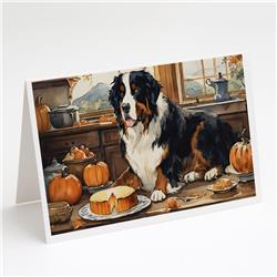 DAC1738GCA7P 5 x 7 in. Bernese Mountain Dog Fall Kitchen Pumpkins Greeting Cards & Envelopes - Pack of 8