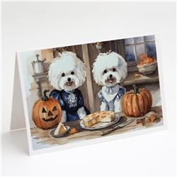 DAC1739GCA7P 5 x 7 in. Bichon Frise Fall Kitchen Pumpkins Greeting Cards & Envelopes - Pack of 8