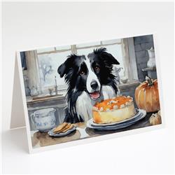 DAC1744GCA7P 5 x 7 in. Border Collie Fall Kitchen Pumpkins Greeting Cards & Envelopes - Pack of 8
