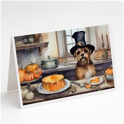 DAC1745GCA7P 5 x 7 in. Border Terrier Fall Kitchen Pumpkins Greeting Cards & Envelopes - Pack of 8