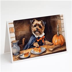 5 x 7 in. Unisex Border Terrier Fall Kitchen Pumpkins Greeting Cards & Envelopes - Pack of 8