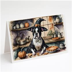 DAC1748GCA7P 5 x 7 in. Boston Terrier Fall Kitchen Pumpkins Greeting Cards & Envelopes - Pack of 8