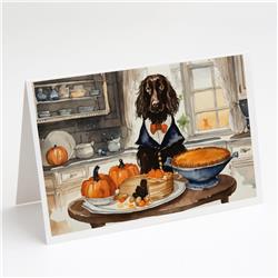 5 x 7 in. Unisex Boykin Spaniel Fall Kitchen Pumpkins Greeting Cards & Envelopes - Pack of 8