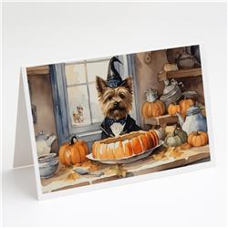 5 x 7 in. Unisex Cairn Terrier Fall Kitchen Pumpkins Greeting Cards & Envelopes - Pack of 8