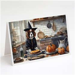 5 x 7 in. Unisex Cavalier Spaniel Fall Kitchen Pumpkins Greeting Cards & Envelopes - Pack of 8