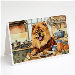 DAC1763GCA7P 5 x 7 in. Chow Chow Fall Kitchen Pumpkins Greeting Cards & Envelopes - Pack of 8