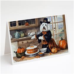 5 x 7 in. Unisex Coton De Tulear Fall Kitchen Pumpkins Greeting Cards & Envelopes - Pack of 8