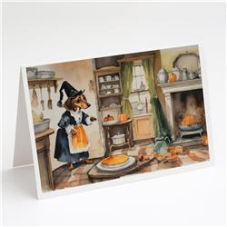 DAC1769GCA7P 5 x 7 in. Dachshund Fall Kitchen Pumpkins Greeting Cards & Envelopes - Pack of 8