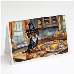 DAC1770GCA7P 5 x 7 in. Dachshund Fall Kitchen Pumpkins Greeting Cards & Envelopes - Pack of 8