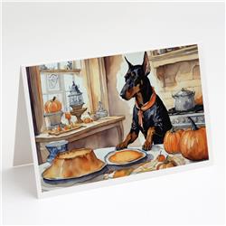 DAC1771GCA7P 5 x 7 in. Doberman Pinscher Fall Kitchen Pumpkins Greeting Cards & Envelopes - Pack of 8