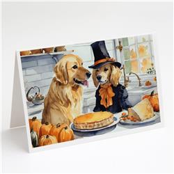 5 x 7 in. Unisex Golden Retriever Fall Kitchen Pumpkins Greeting Cards & Envelopes - Pack of 8