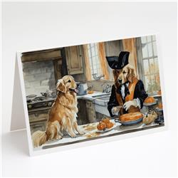 5 x 7 in. Unisex Golden Retriever Fall Kitchen Pumpkins Greeting Cards & Envelopes - Pack of 8