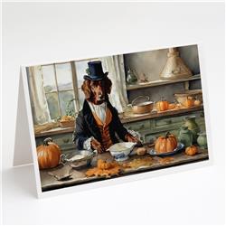 DAC1779GCA7P 5 x 7 in. Irish Setter Fall Kitchen Pumpkins Greeting Cards & Envelopes - Pack of 8