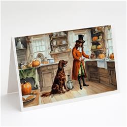 DAC1780GCA7P 5 x 7 in. Irish Setter Fall Kitchen Pumpkins Greeting Cards & Envelopes - Pack of 8