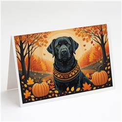DAC1054GCA7P 5 x 7 in. Black Labrador Retriever Fall Greeting Cards & Envelopes - Pack of 8