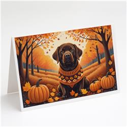 5 x 7 in. Unisex Chocolate Labrador Retriever Fall Greeting Cards & Envelopes - Pack of 8