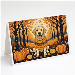 5 x 7 in. Unisex Yellow Labrador Retriever Fall Greeting Cards & Envelopes - Pack of 8
