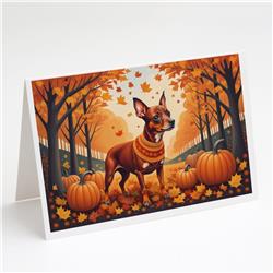 DAC1058GCA7P 5 x 7 in. Red Miniature Pinscher Fall Greeting Cards & Envelopes - Pack of 8