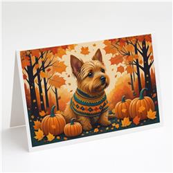 5 x 7 in. Unisex Norwich Terrier Fall Greeting Cards & Envelopes - Pack of 8
