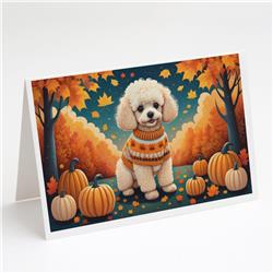 5 x 7 in. Unisex Poodle Fall Greeting Cards & Envelopes - Pack of 8