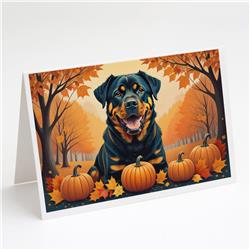 5 x 7 in. Unisex Rottweiler Fall Greeting Cards & Envelopes - Pack of 8