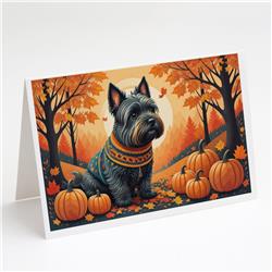 DAC1069GCA7P 5 x 7 in. Scottish Terrier Fall Greeting Cards & Envelopes - Pack of 8