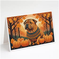 5 x 7 in. Unisex Shar Pei Fall Greeting Cards & Envelopes - Pack of 8