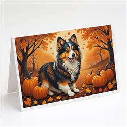 5 x 7 in. Unisex Sheltie Fall Greeting Cards & Envelopes - Pack of 8