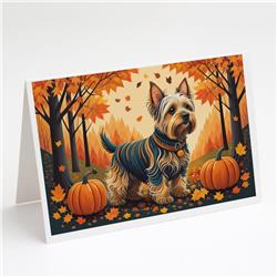 DAC1075GCA7P 5 x 7 in. Silky Terrier Fall Greeting Cards & Envelopes - Pack of 8